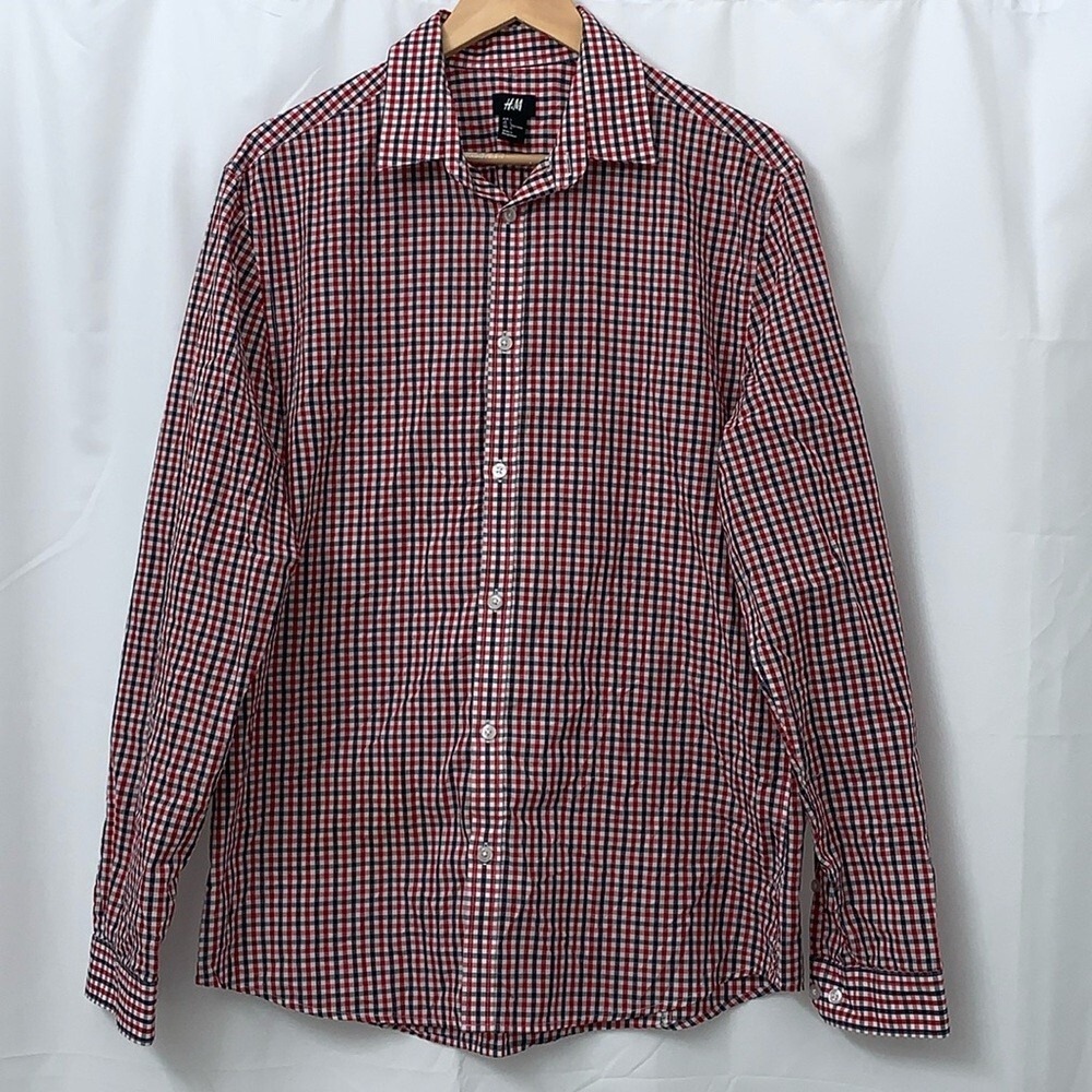 Men's H&M Plaid Button Down Shirt Size Large EUC